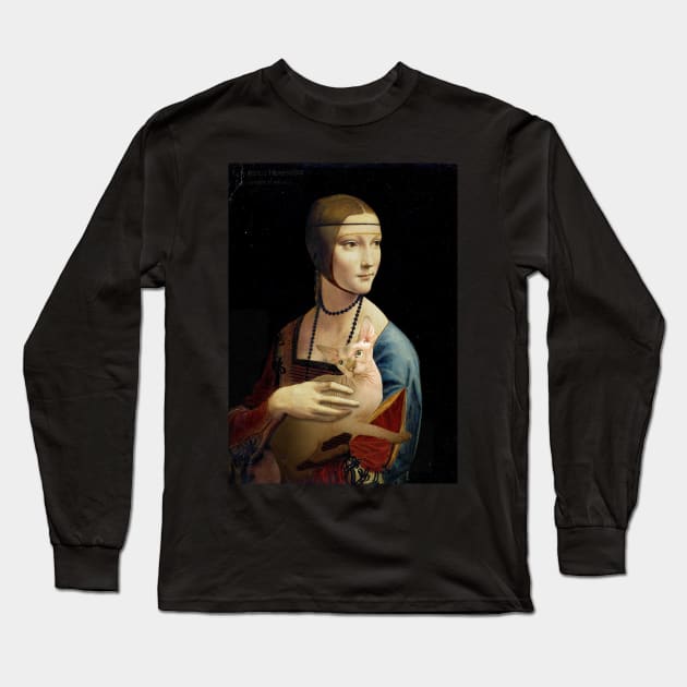 Lady with a Sphynx Cat Long Sleeve T-Shirt by luigitarini